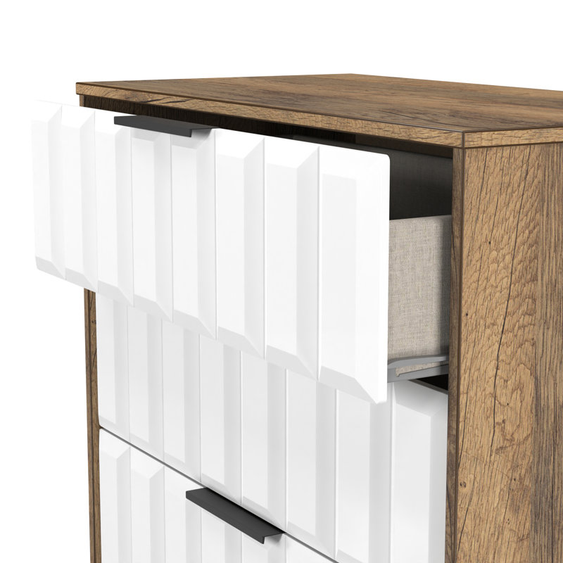 Rudolfine 4 Drawer Deep Chest, White/Brown