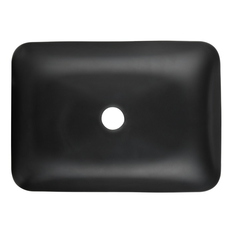 Exquisite Matte Black Rectangular Vessel Bathroom Sink With Faucet And Drain - 13.0" L X 18.13" W 4" H Graceful Pop-Up