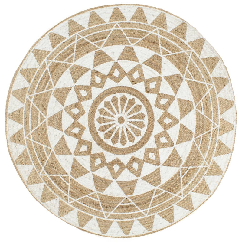 Delucia Round Geometric Hand Woven Area Rug, Round 90cm