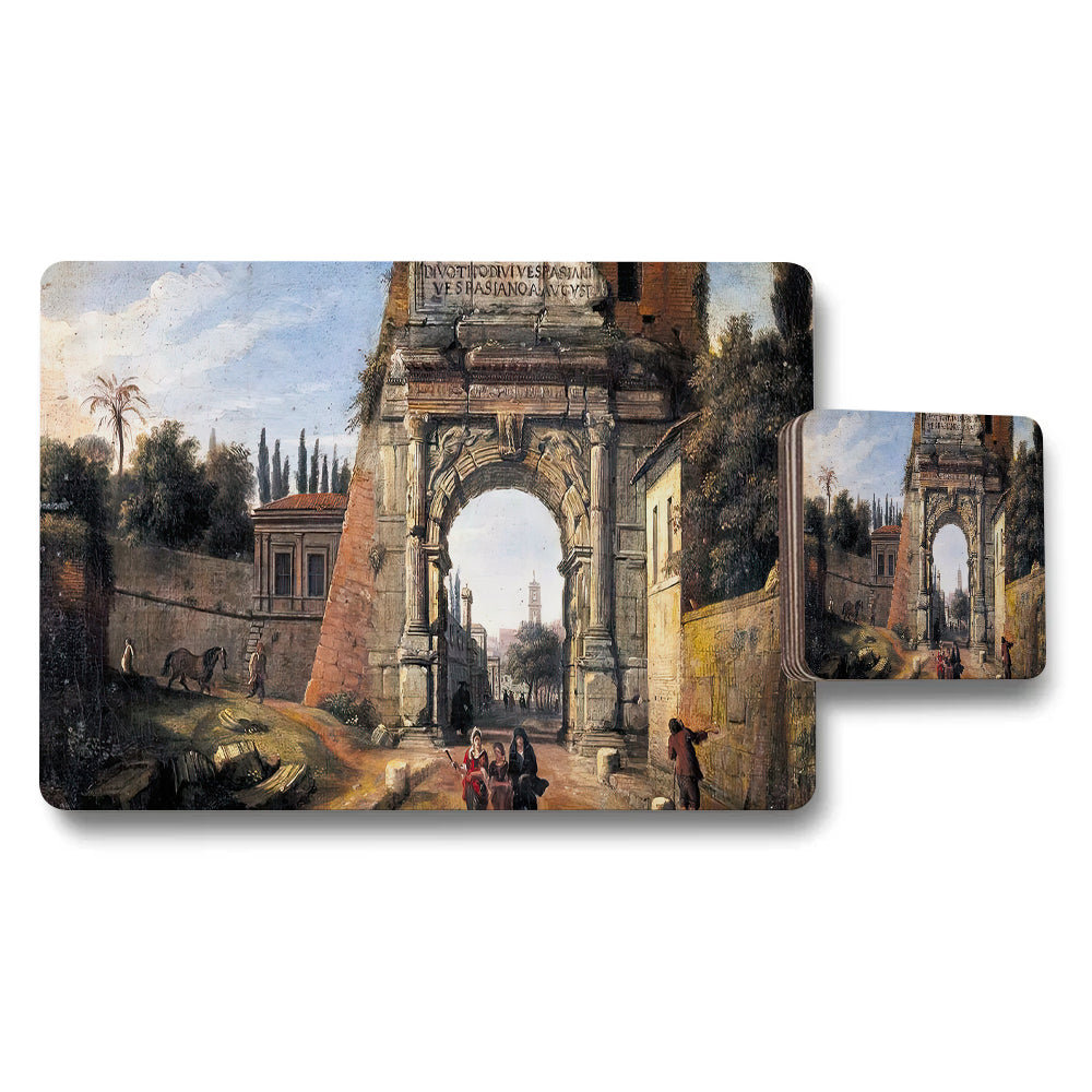 Ancient Arch Ruins City Gate Painting Placemat And Coaster Set