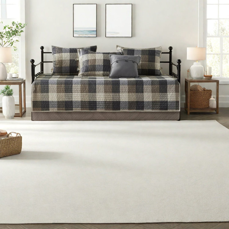 Ensemble de literie réversible à carreaux, polyester confortable, style rustique pour la maison