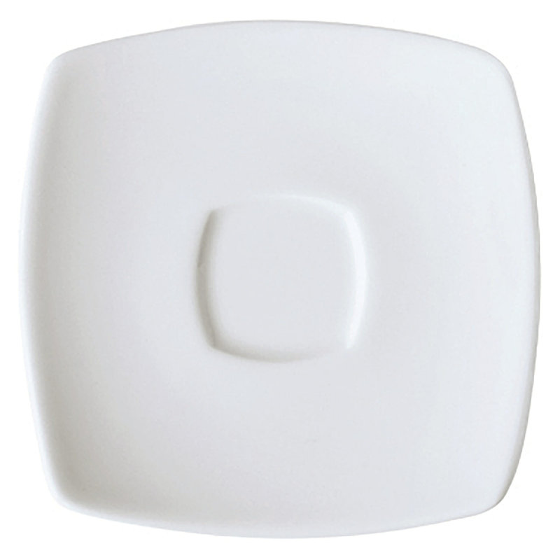 GET Soucoupe carrée en porcelaine haute résistance, 6,5 po, blanc (ensemble de 12)