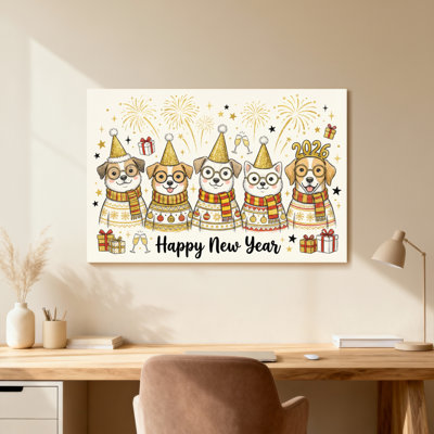 Animals Cute Dogs Wearing Hats And Scarves Celebrating New Year