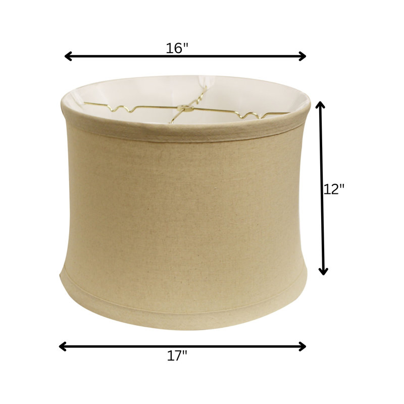 Abat-jour à abat-jour souple avec garniture laveuse pour lampes de table Drum No Hug, H 12 po x l 17 po x P 17 po, Neige