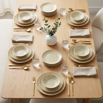 Service de table en porcelaine taupe Artisan Pebble Earthy (service de 24 pièces pour 6 personnes)