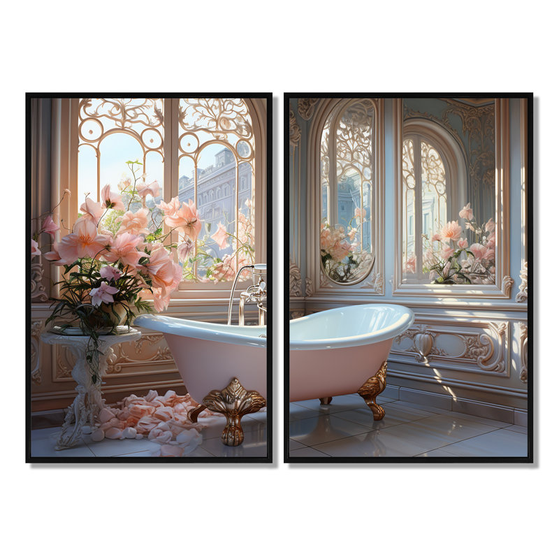 Impression sur toile pour salle de bain Ethereal Glow III - Large, Black, 36" H x 48" W, Impression encadrée flottante