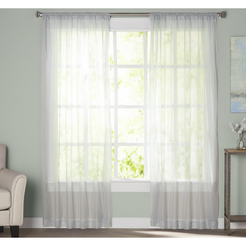 Kober Sheer Curtain Panel Pair, 59"W x 84"L, Gray