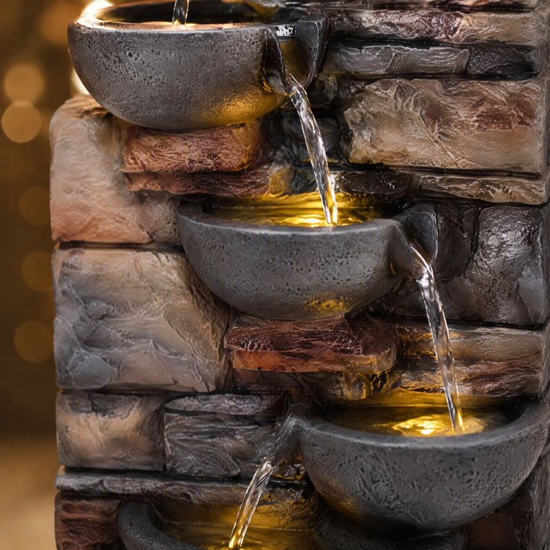 Fontaine de sol en cascade à 5 niveaux de 45 po avec lumières DEL