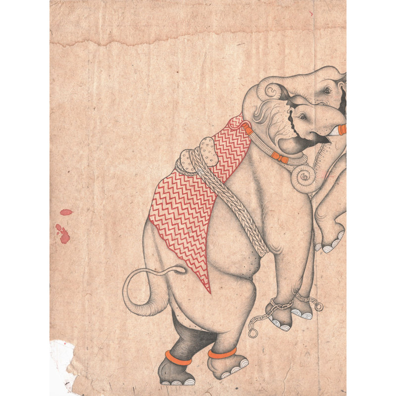 Le croquis de l'éléphant | Pigments naturels sur papier | Par Muhammad Waseem