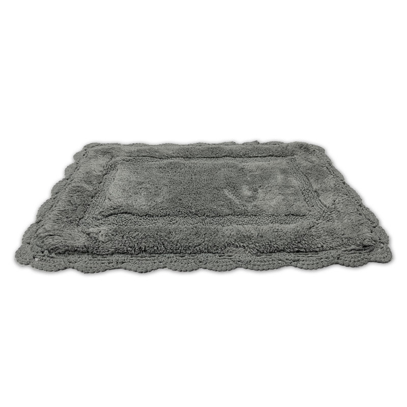 Tapis pour salle de bain en crochet, gris, 30 x 20 pouces