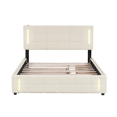Lit plateforme tapissier avec rangement Keyra