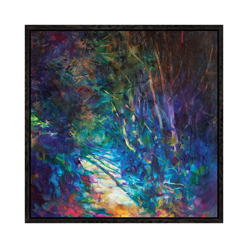 Sunlit Path by Sue Gardner - Painting on Canvas, Black Framed, 66.04 cm H x 66.04 cm W