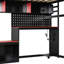 Lit mezzanine en bois avec bureau, tablettes, lumières DEL, ports USB et panneau perforé-1869979452