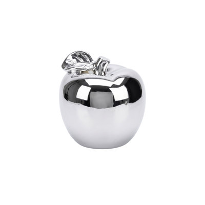Silver Ceramic Apple Decor