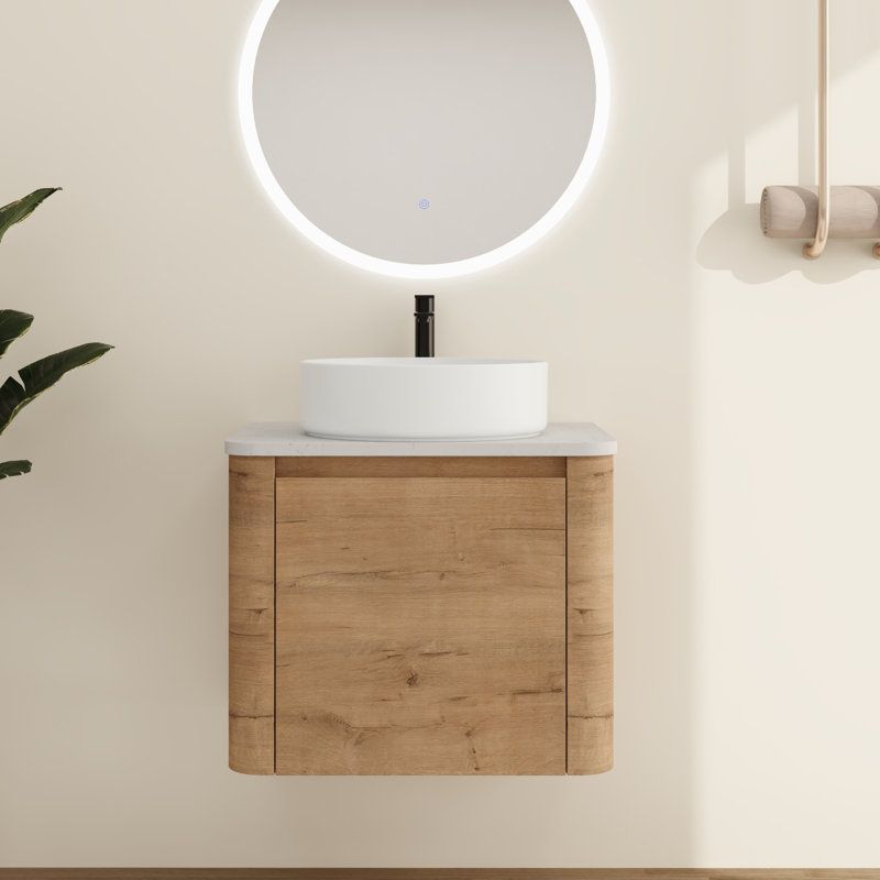 Greythor 24'' Wall-Mounted Single Bathroom Vanity With Ceramic Sink , White, 24"