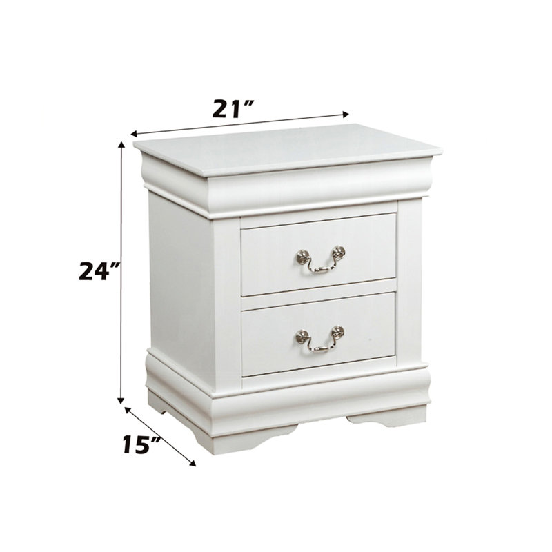 Table de chevet blanche avec 2 tiroirs en pin massif - Rehaussez le décor de votre chambre à coucher