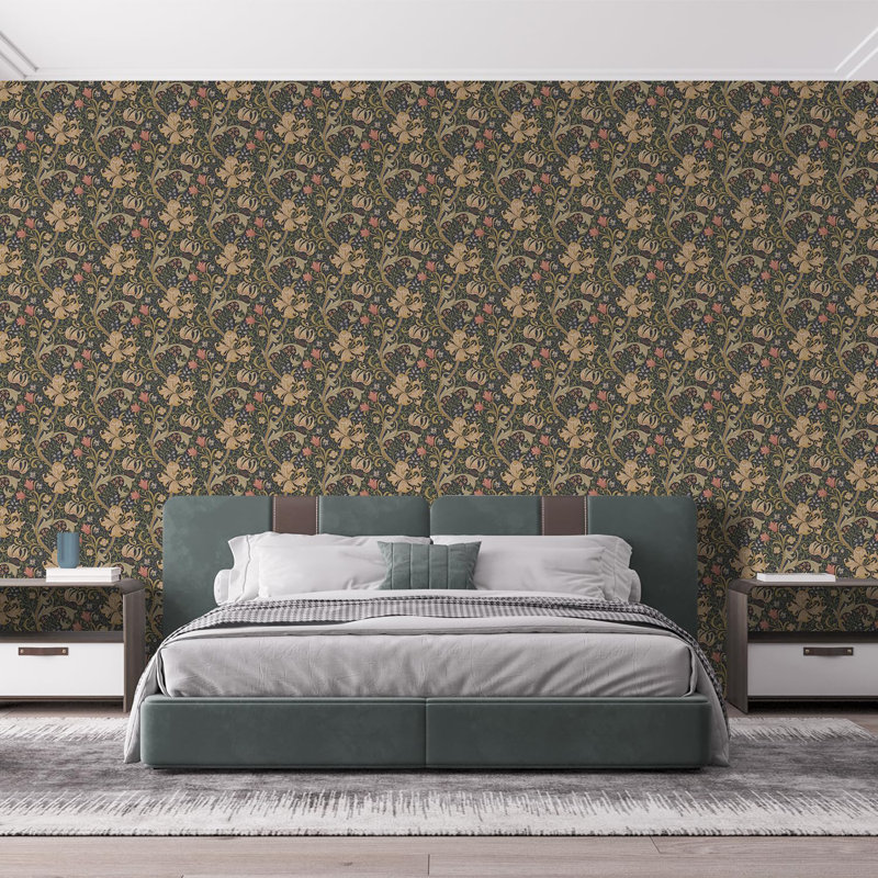 Motif floral rétro vintage, L 96 po x l 144 po