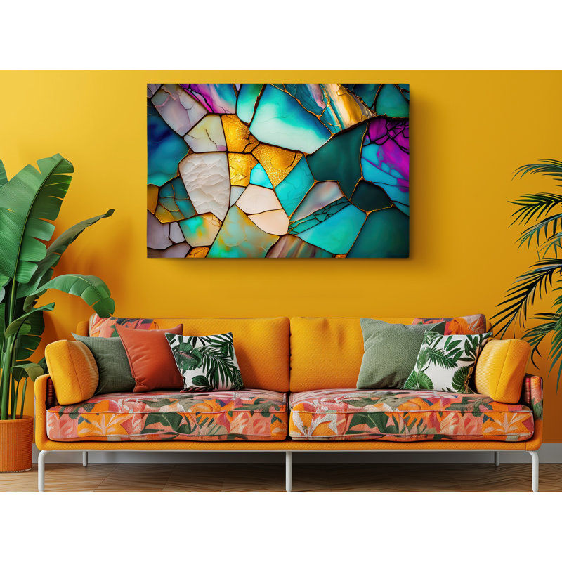 Abstrait coloré luxueux sur toile, H 30 po x l 45 po x P 1 po