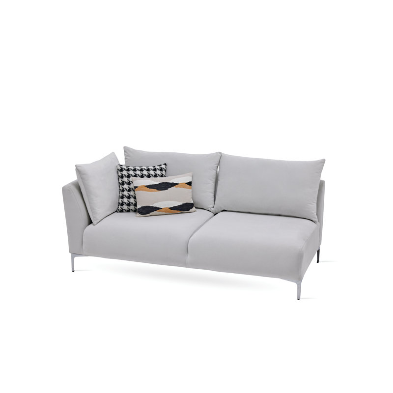 Dewit Upholstered Modular Sofa Component, White Polyester, Left Hand Facing