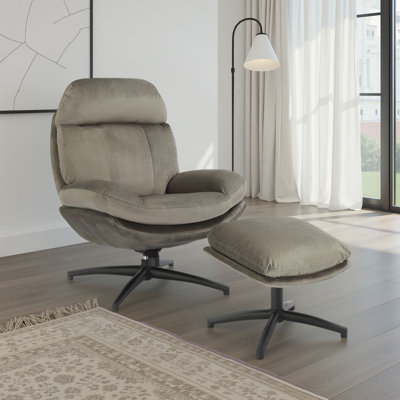 Velvet Swivel Armless With Footstool