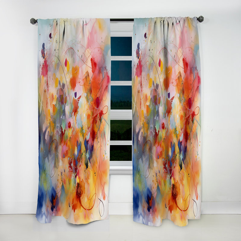 Colorful Transformations Of Flow II - Rideau à encre liquide - Velours obscurcissant - 1 panneau, L 52 po x L 84 po