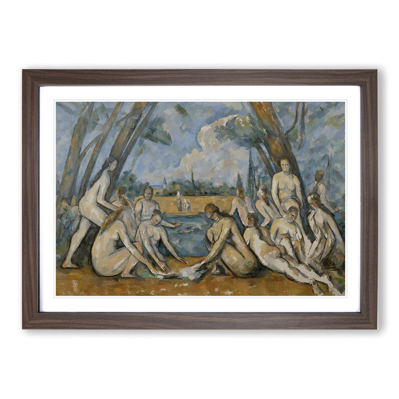 The Large Bathers by Paul Cezanne - Picture Frame Painting, Walnut, 27cm H x 36cm W x 2cm D