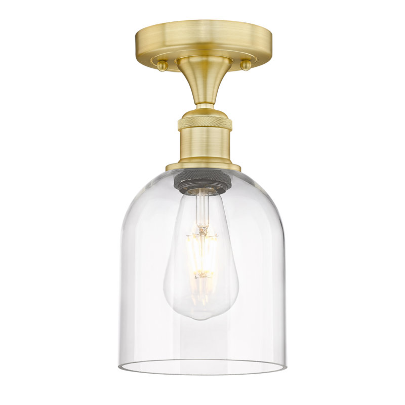 Edison - Allysson - 1 Light 6" Semi-Flush Mount - Seedy Shade, Clear, Satin Gold