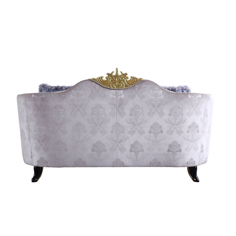 Sheridan Cream Fabric Loveseat with 5 Accent Pillows