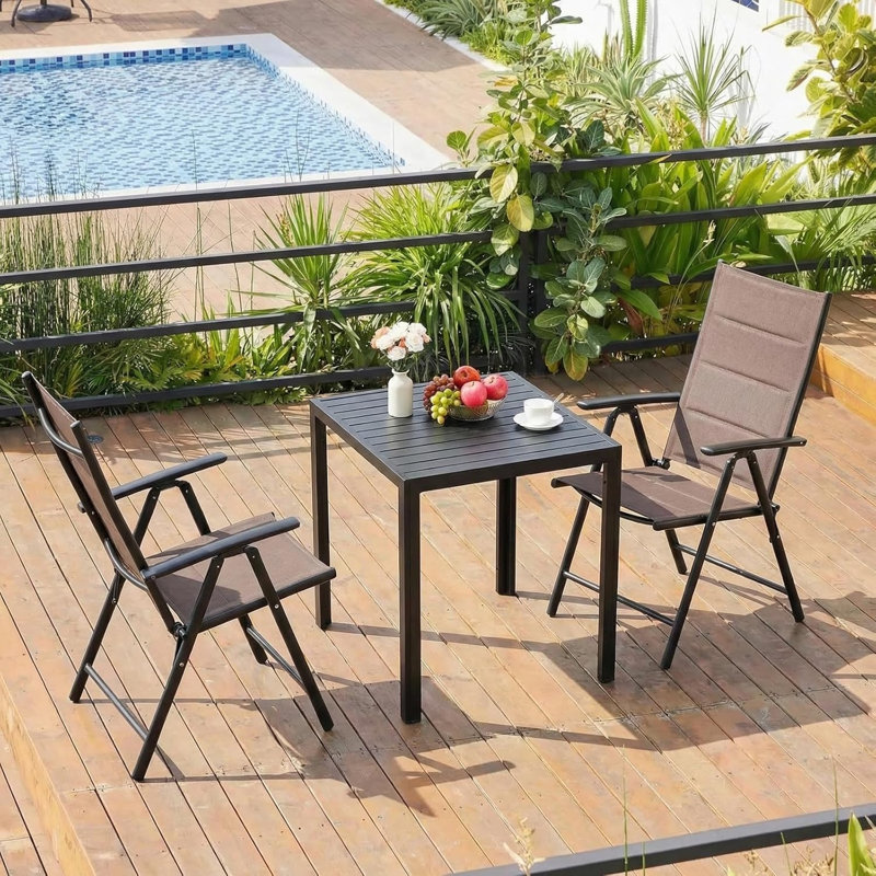 Patio Folding Chair Folding Chair Set, Brown
