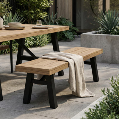 Banc d'extérieur avec panneau à lattes et structure en bois d'acacia
