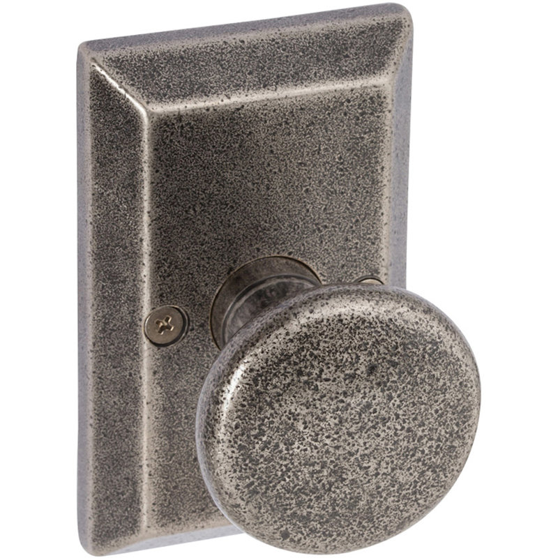 Sandcast Tulum Single Dummy Door Knob with Square Rosette, Aged Pewter
