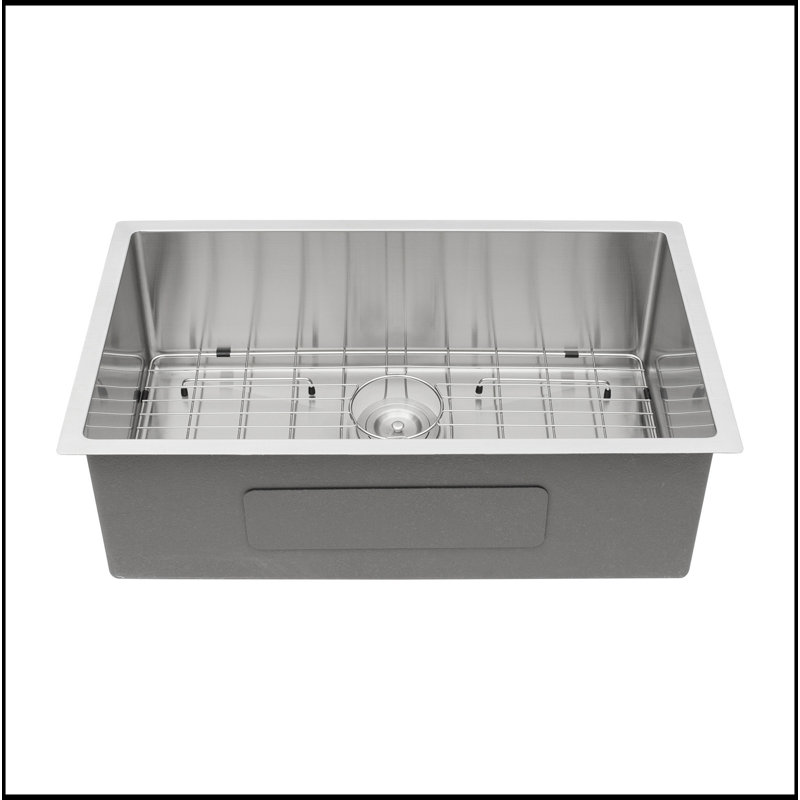 Undermount Single Bowl Stainless Steel Kitchen Sink, Brushed Nickel