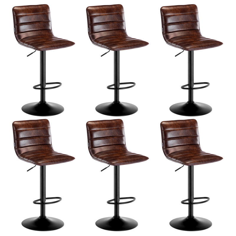 Kastoori Adjustable Height Swivel Bar Stool , Dark Brown, 6