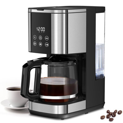 10-cups Programmable Drip Coffee Maker With Carafe, 2 Coffee Strength Options, Time Control, Warming Function For Home