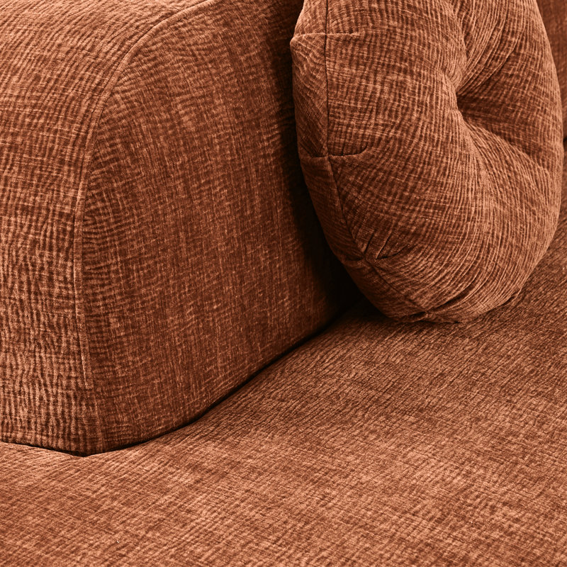 Canapé modulaire surdimensionné incurvé surdimensionné avec silhouette sculptée, Chenille brun châtaigne