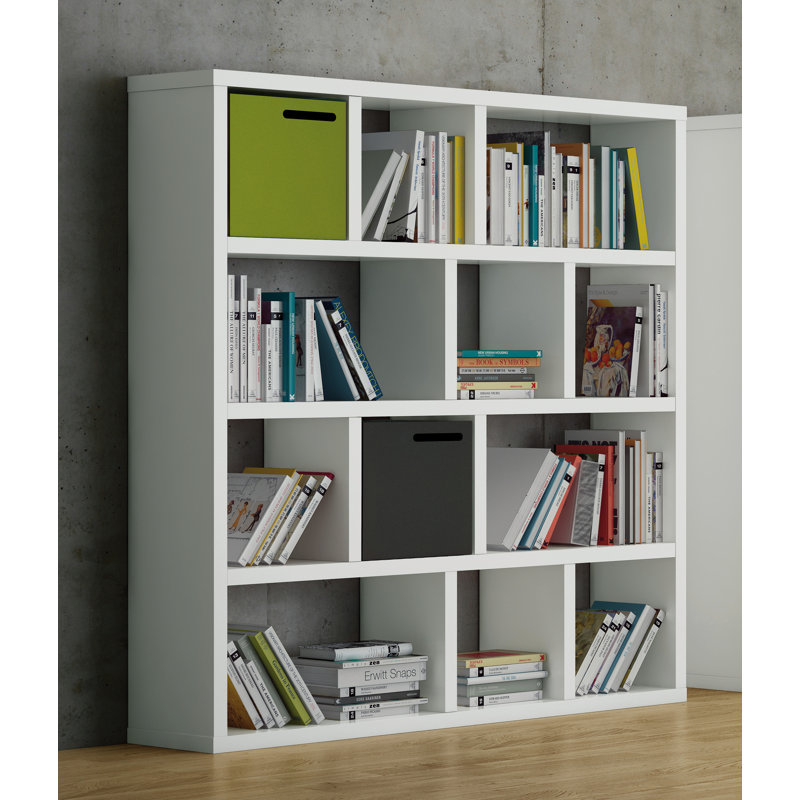 Bibliothèque en bois manufacturé Stetson, Blanc pur, (4 tablettes) H 63 po x l 59 po x P 13 po