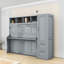 Lit escamotable Ajae avec bibliothèque de rangement, tiroirs et garde-robe-590699968-588590547