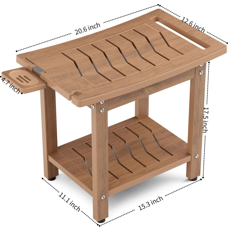 Banc de douche pour douche à l'intérieur, tabouret de douche avec tablette de rangement et poignée, siège de chaise de douche imperméable