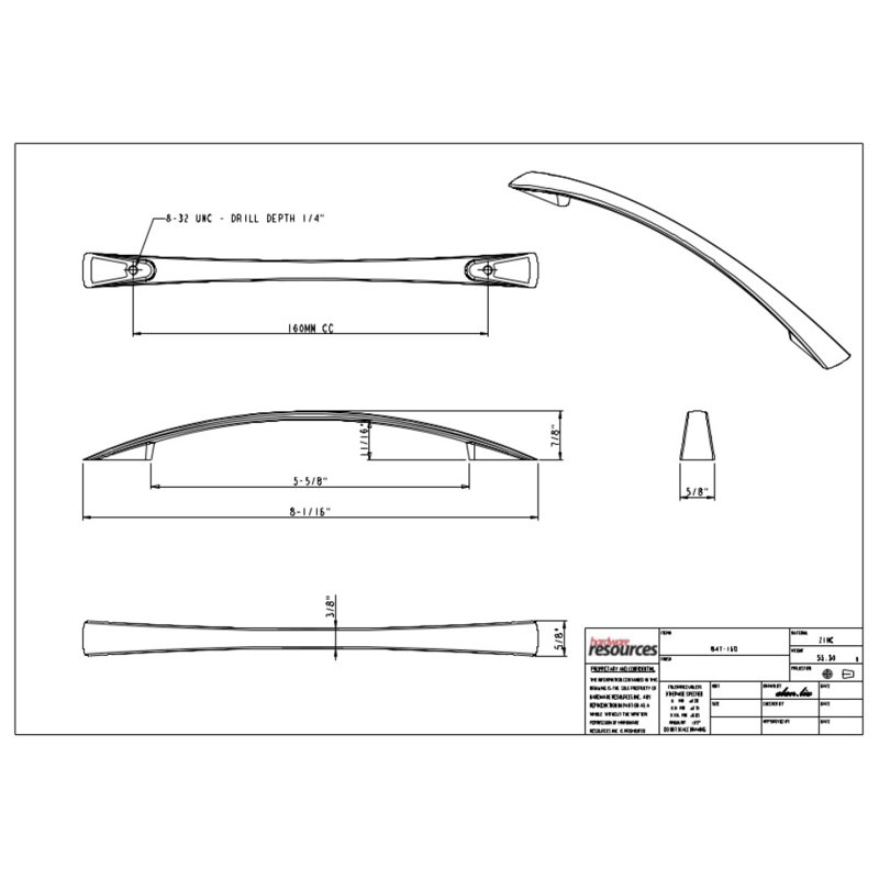 Regan Arch Pull, Satin Nickel, 6 5/16"