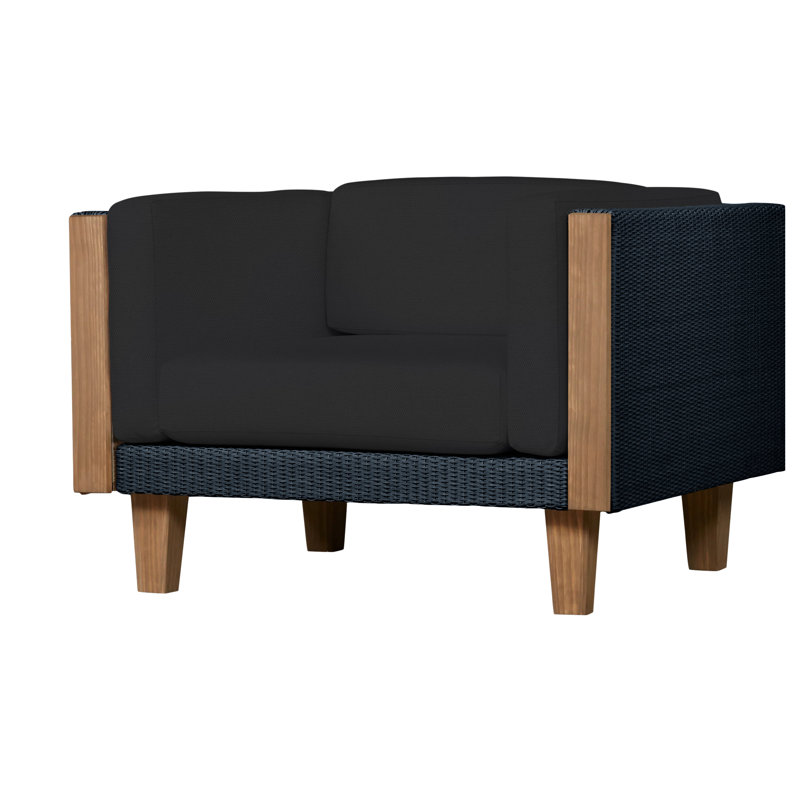 Catalina Outdoor Teak Lounge Chair, Canvas Black Sunbrella® Canvas, Ebony