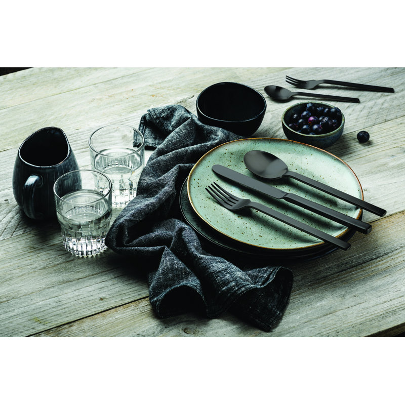 STILE By PININARINA 5 - Piece Stainless Steel Flatware Set - Service for 1, Ice Black Gold