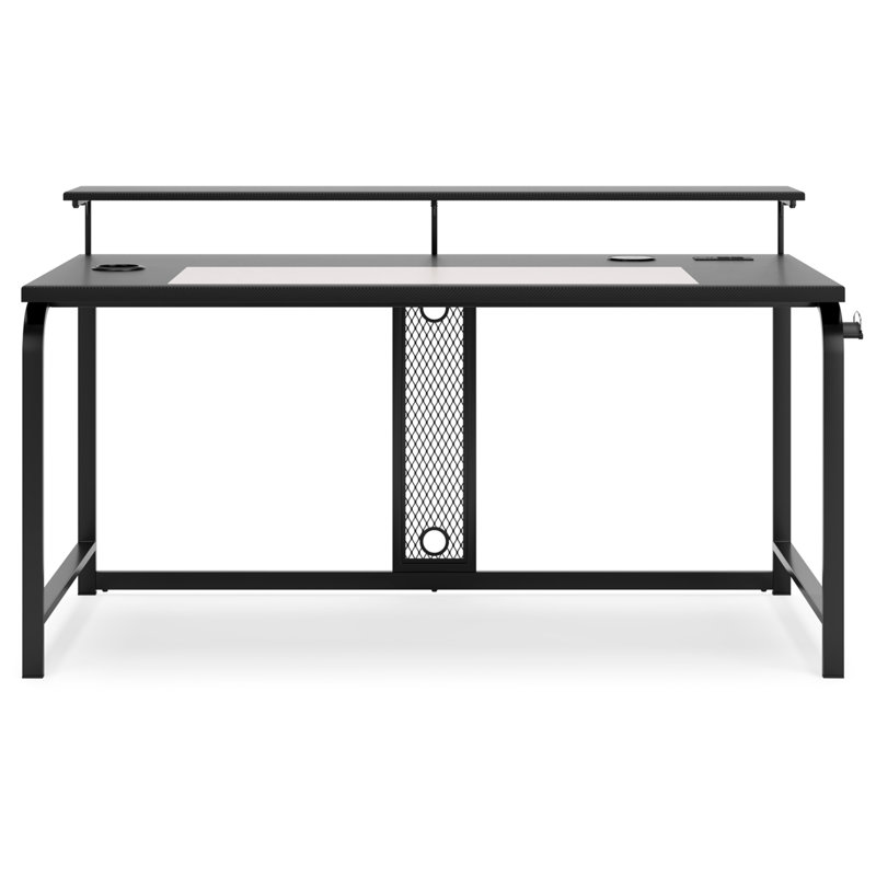 Modern Black Gaming Desk 63'' with LED Lighting, USB & Cup Holder
