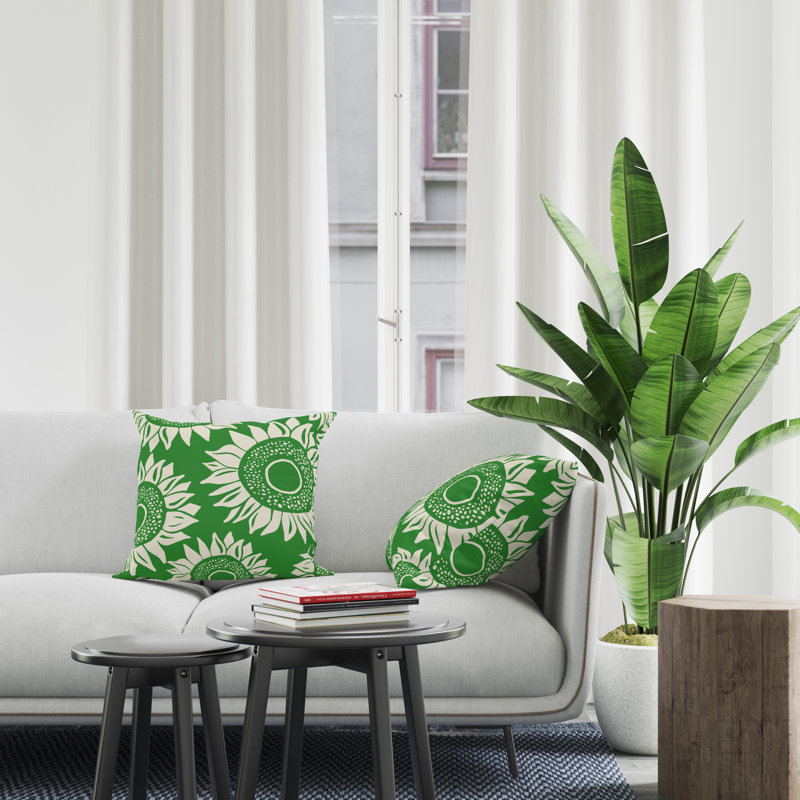 Jeté carré en polyester intérieur / extérieur, L 15 po x H 15 po, Vert