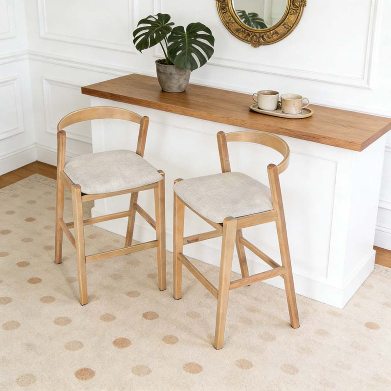 Ensemble de tabouret de bar à finition naturelle et beige