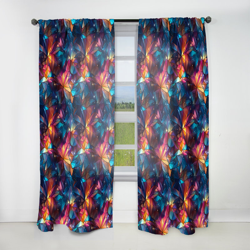 Celestial Dreams Geometric I - Abstract Curtain - Room Darkening Geometric Curtain - 1 Panels, 52" W x 108" L