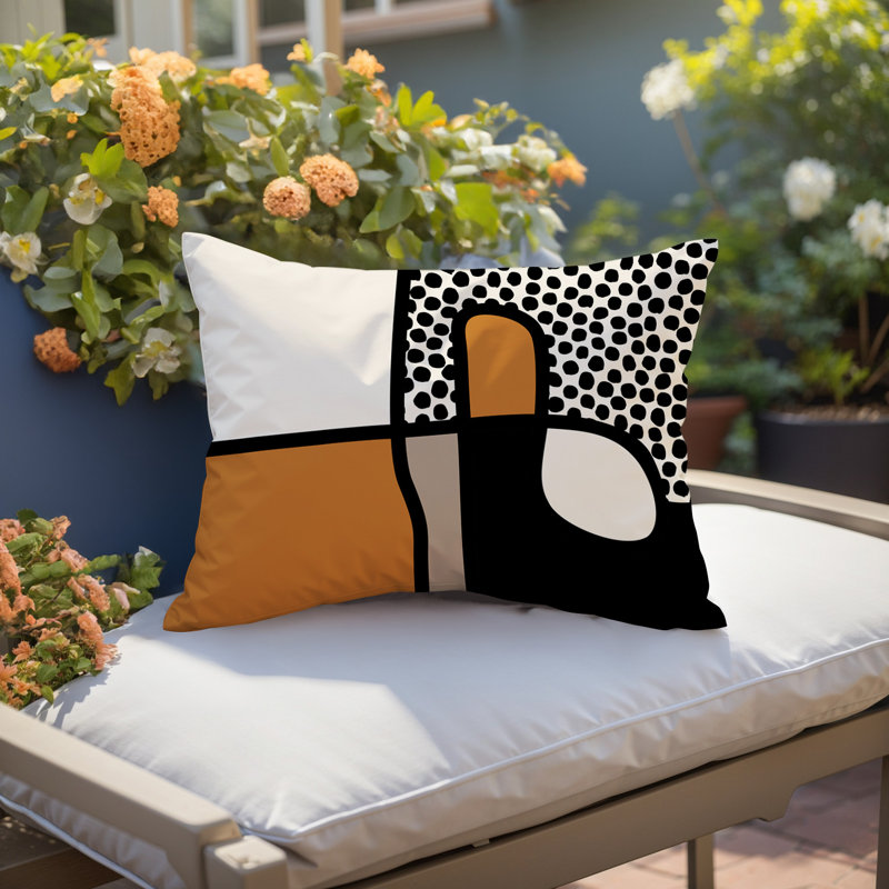 Jai Abstract Reversible Indoor/Outdoor Lumbar Pillow, Burnt Orange, 14"H x 20"W