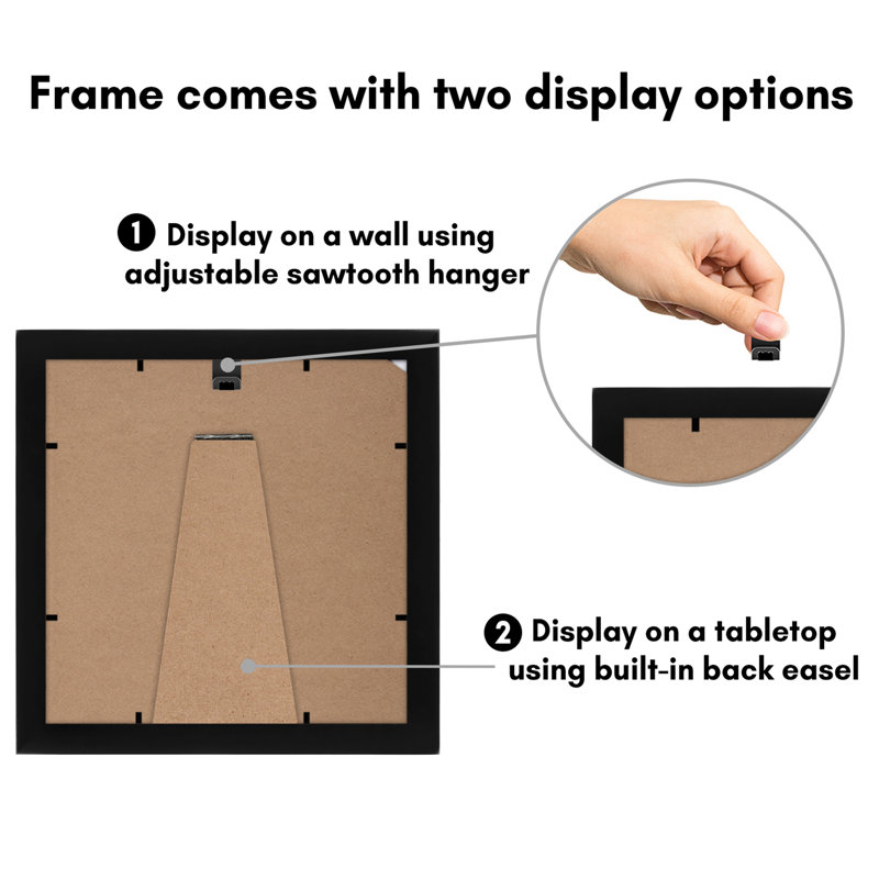 Arnette Picture Frame with Mat - Wood with Glass Cover, 8" x 8"
