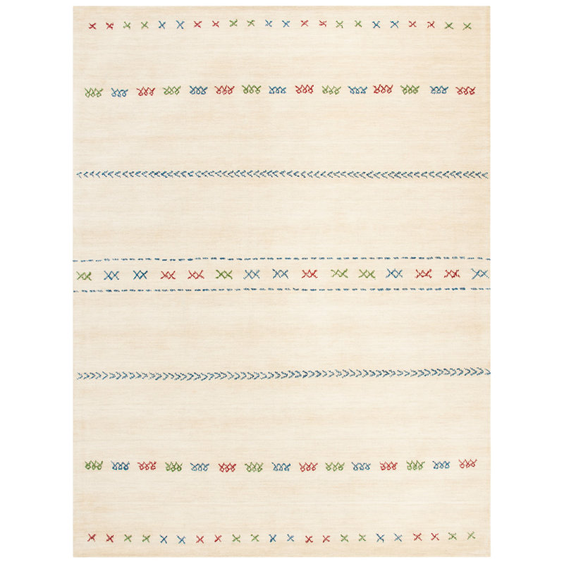 Santiago Southwestern Wool Cream Area Rug, Rectangle 3' x 5'