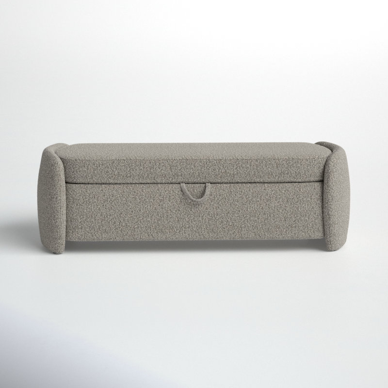 Kalevi 60" Boucle Storage Bench, Light Brown