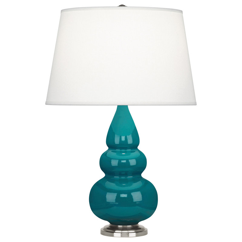 Triple Gourd Table Lamp, 24" H x 16" W x 16" D, Antique Silver, Peacock